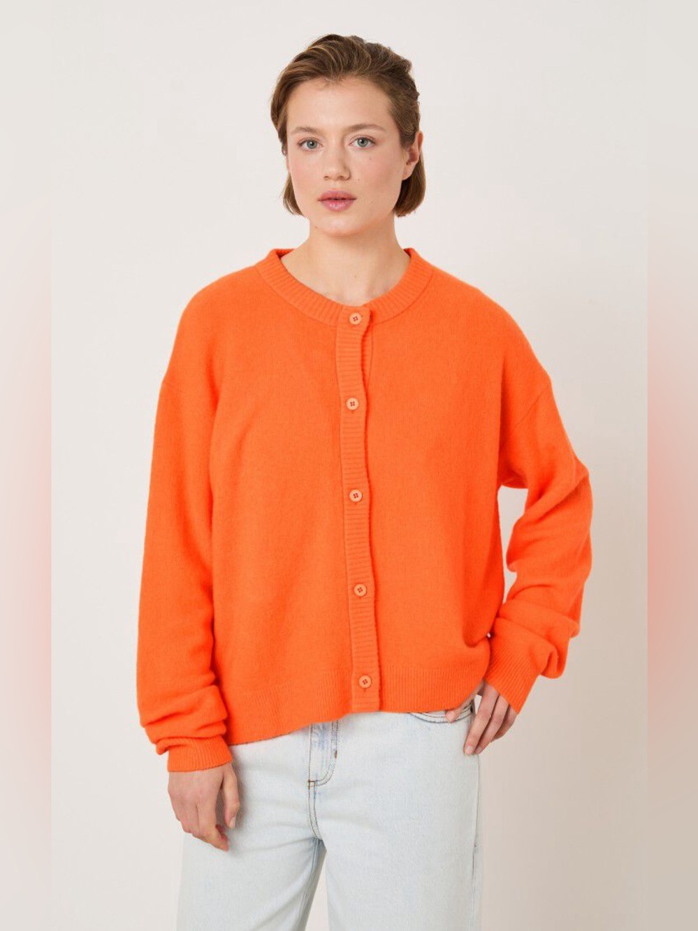 American Vintage Damsville M/L Fluorescent Orange Oversized Wool Blend Cardigan